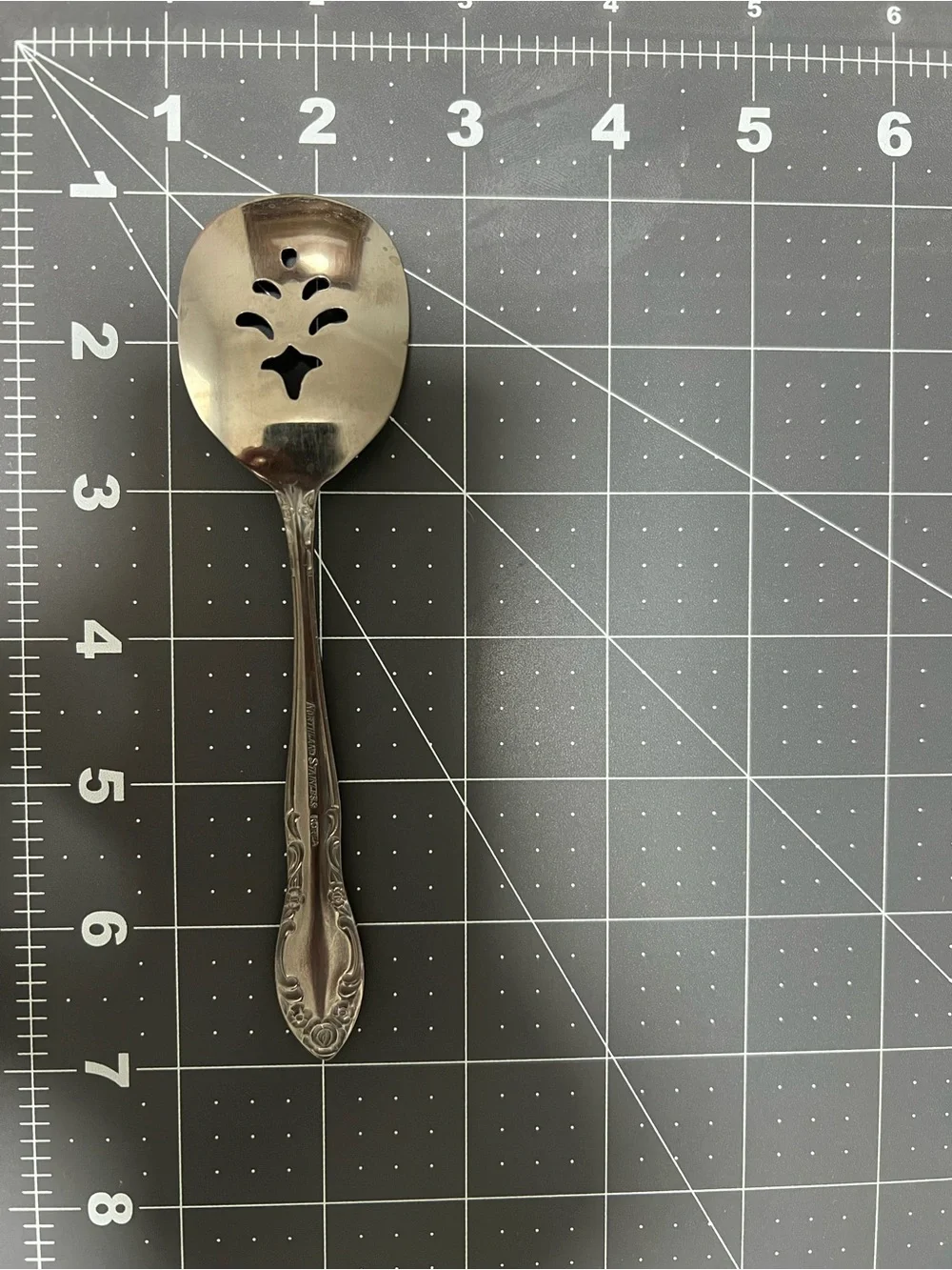 Vintage Oneida Arbor Rose True Rose 1881 Rogers Stainless Slotted Pierced Spoon